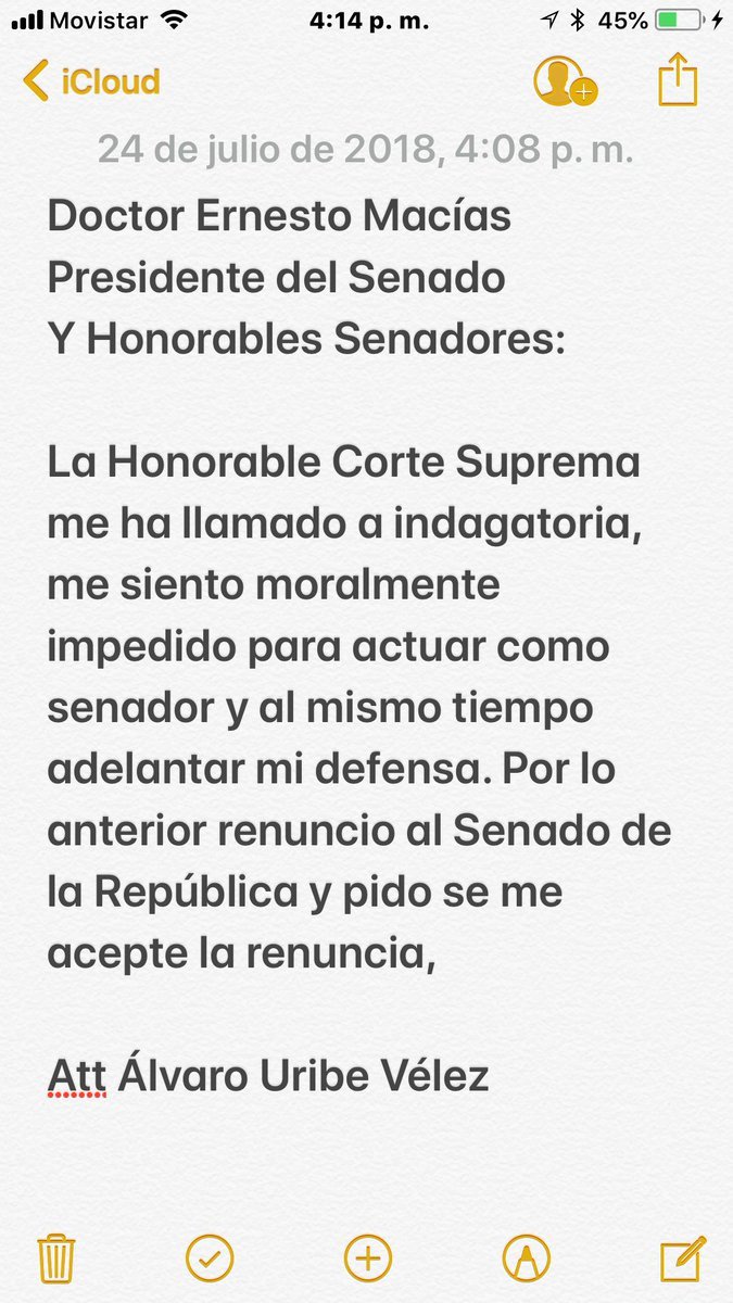 Alvaro Uribe Carta